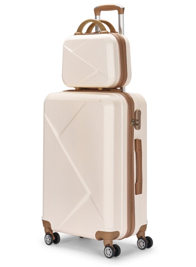 ليمرا طقم شنط سفر مكون من 4 حقائب أمتعة بعجلات و بتصميم صلب و حديث مقاس 28-24-20-12 بوصة لون بيج/ذهبي - Image 2