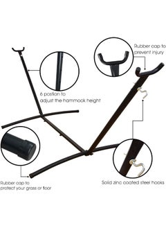 MOMENT Hammock With Stand For Outside, Heavy Duty Space Saving Steel Stand With 450 Lb Capacity, Double Hammock With Portable Carrying Bag, Hamacas Para Adultos For Outdoors, Patio, Garden, Yard  - Image 5