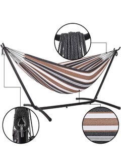 MOMENT Hammock With Stand For Outside, Heavy Duty Space Saving Steel Stand With 450 Lb Capacity, Double Hammock With Portable Carrying Bag, Hamacas Para Adultos For Outdoors, Patio, Garden, Yard  - Image 4