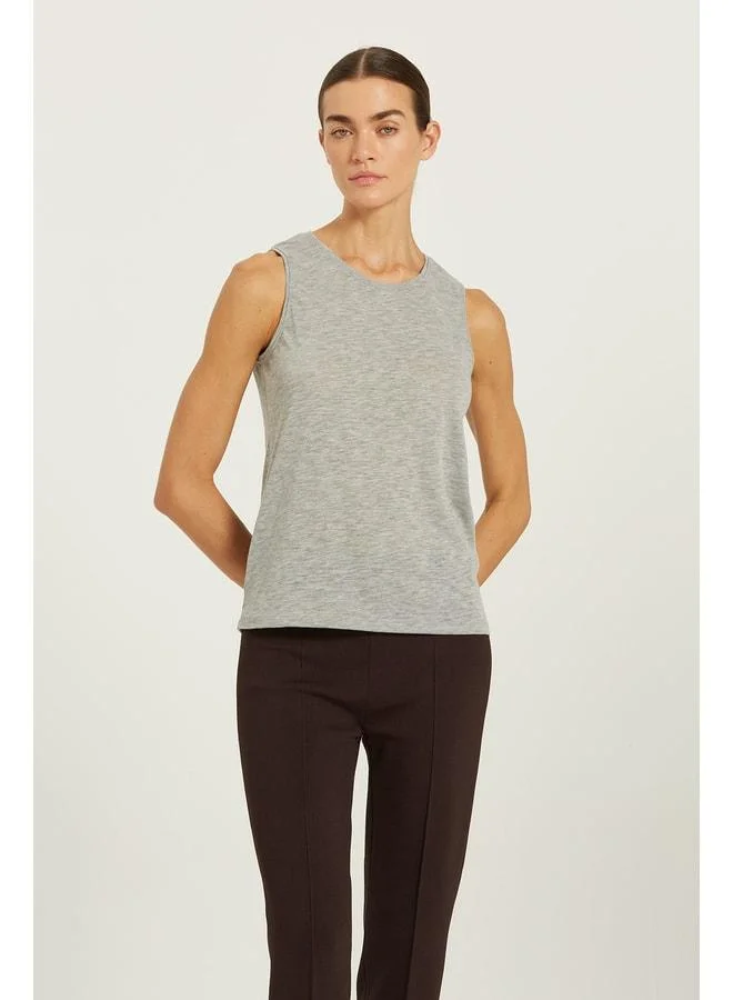 Mısırlı 1951 Grey Mélange Knitted Women's Tank Top