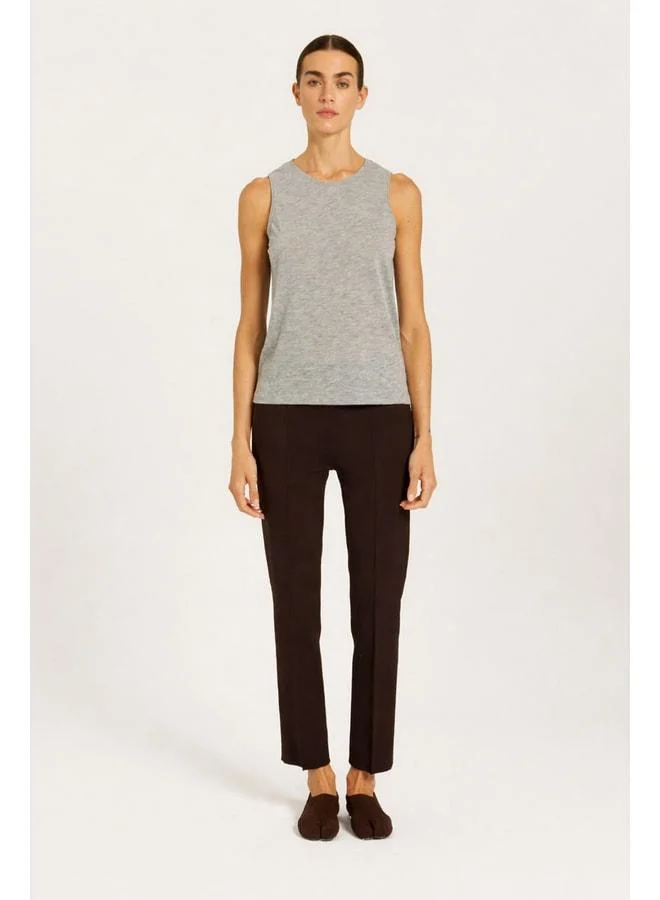 Mısırlı 1951 Grey Mélange Knitted Women's Tank Top