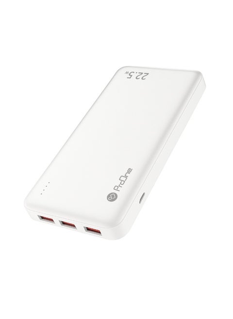 ProOne PPB5115 10000mAh Portable Power Bank, 22.5W Fast Charging with USB-A & USB-C Ports, Slim Polymer Battery with Micro Input