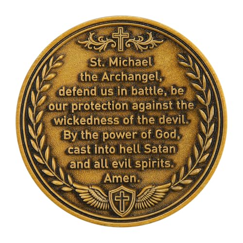 Leabet St Michael The Archangel Challenge Coin 3D Dual Side Prayer Coin with Colored Image 1574 Inch Zinc Alloy Military Coin for Collectors Catholic Gifts and Spiritual Protection - Image 5