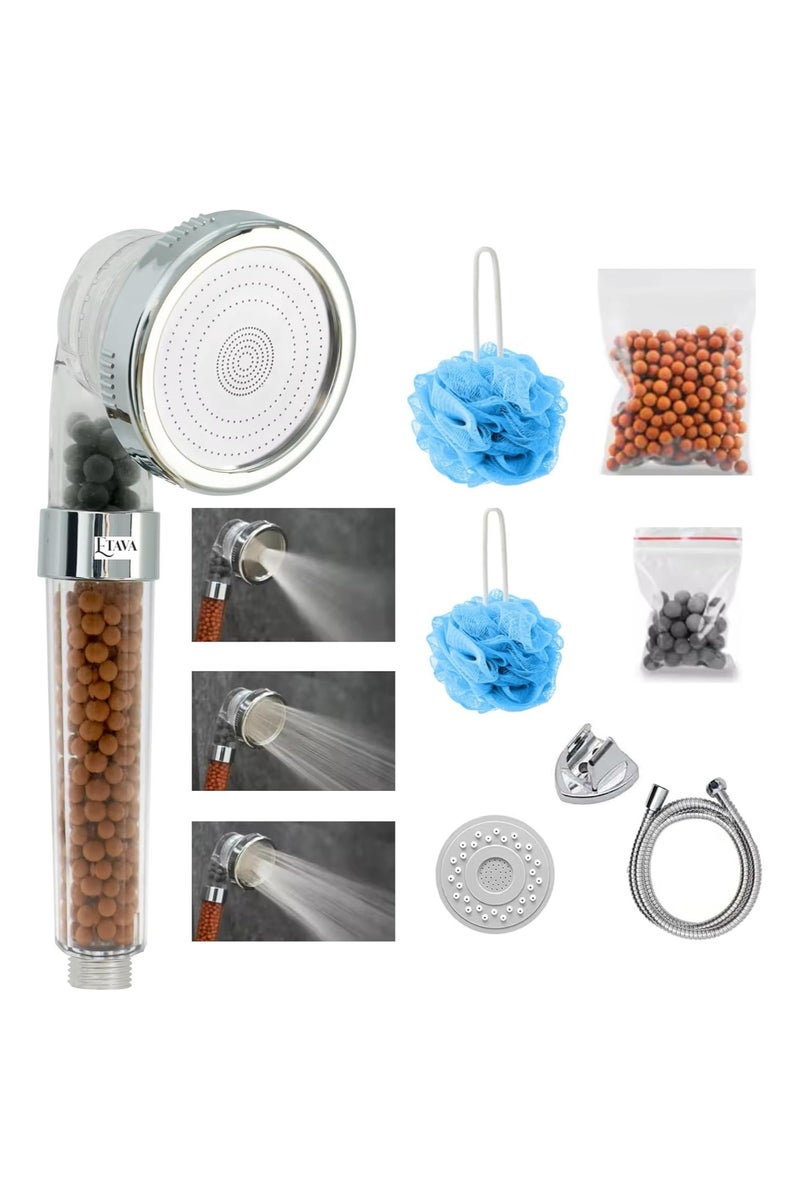 ETAVA Shower Head - 3-Jet Setting Ionic Handheld Shower Head with Filter Beads – Hair Loss Reduction, Chlorine Removal, Rainfall Spa, Water-Saving – Full Set - Image 1