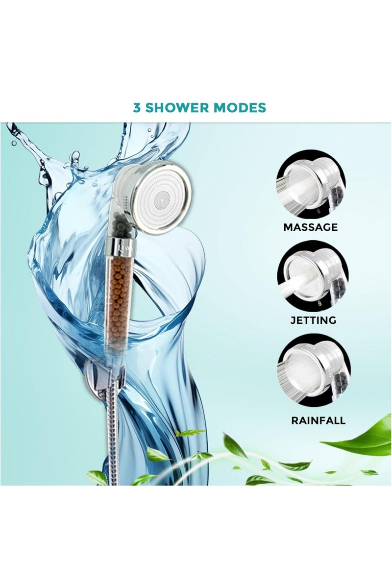ETAVA Shower Head - 3-Jet Setting Ionic Handheld Shower Head with Filter Beads – Hair Loss Reduction, Chlorine Removal, Rainfall Spa, Water-Saving – Full Set - Image 4