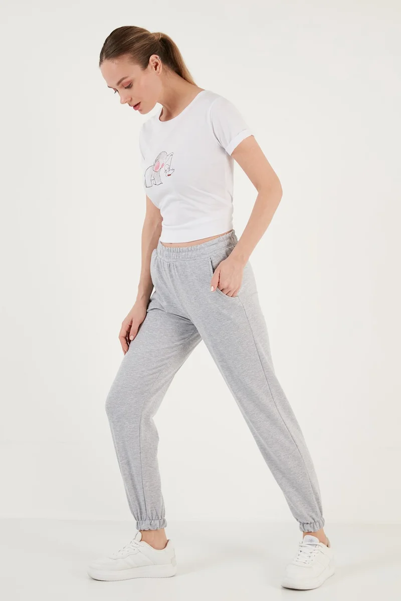 ليلا Cotton Regular Fit Pocket Sweatpants with Elastic Waist and Legs Women's Sweatpants 5865313