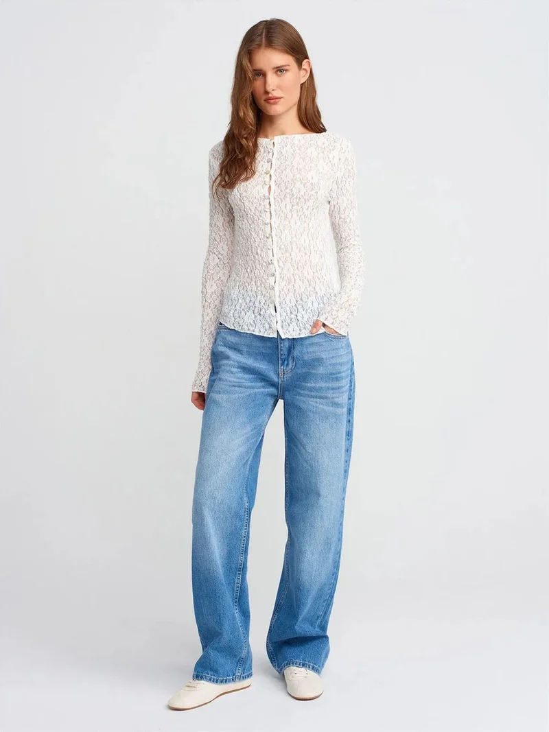 ديلفين Dilvin High-Waist Straight-Leg Cotton Denim Jeans