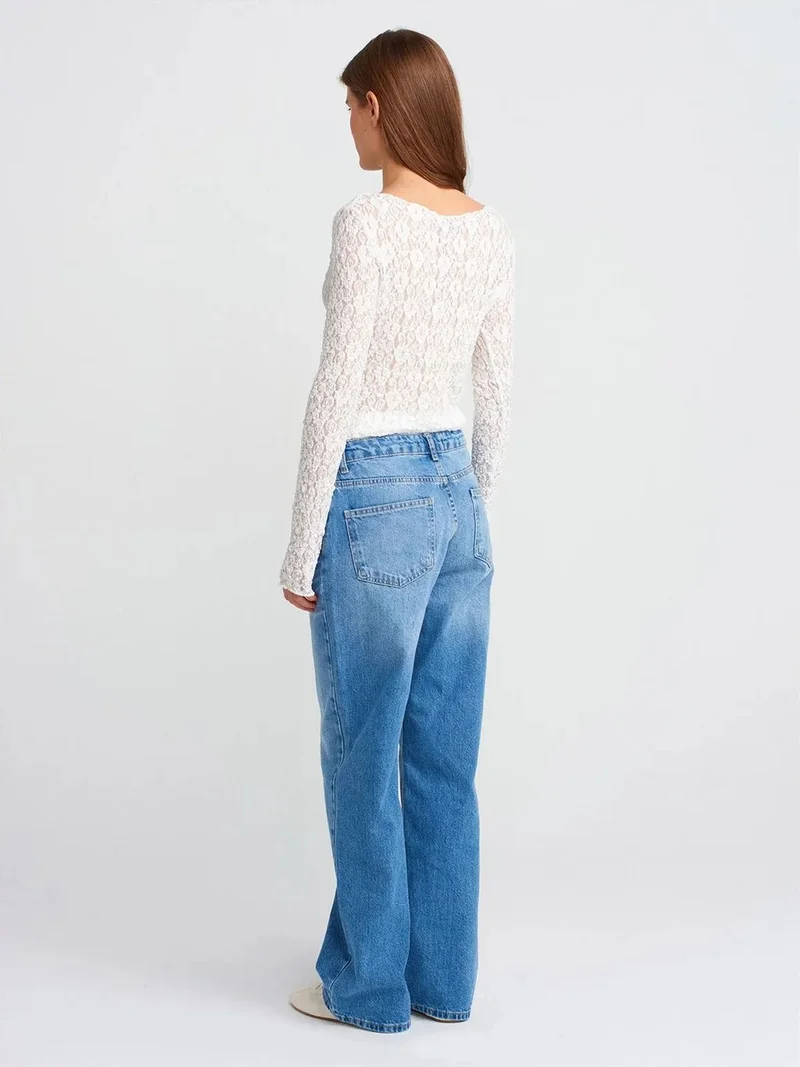 ديلفين Dilvin High-Waist Straight-Leg Cotton Denim Jeans