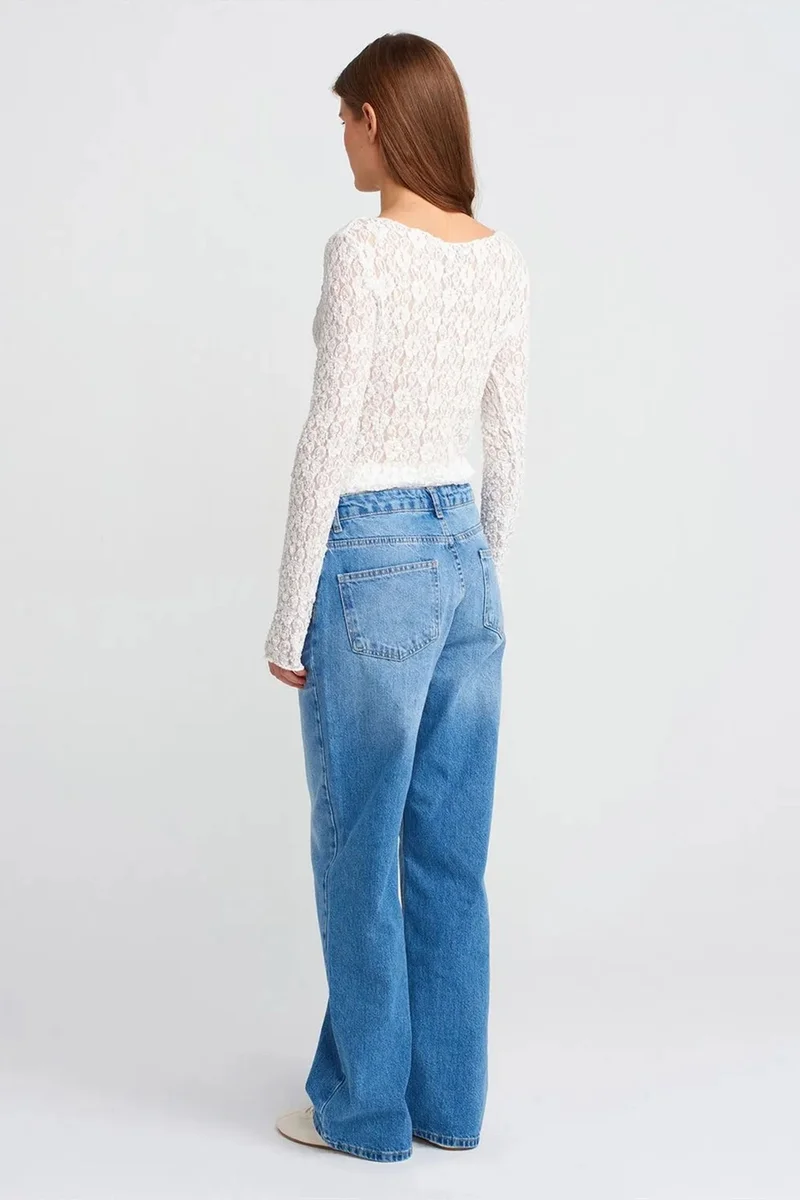 Dilvin Light-Mid Blue Denim DILVIN High-Waist Straight-Leg Cotton Denim Jeans for Women | Best Price UAE