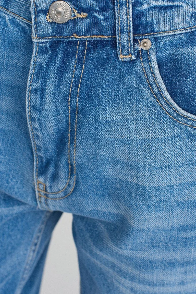 Dilvin Light-Mid Blue Denim DILVIN High-Waist Straight-Leg Cotton Denim Jeans for Women | Best Price UAE