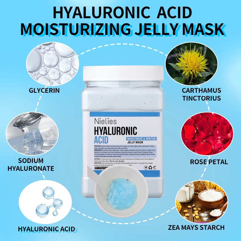 Nielies Jelly Face Mask for Facials - Hyaluronic Acid Hydrating Nourishing Jelly Mask | Vajacial Jelly Mask Powder | 23 Oz Jar - Image 2