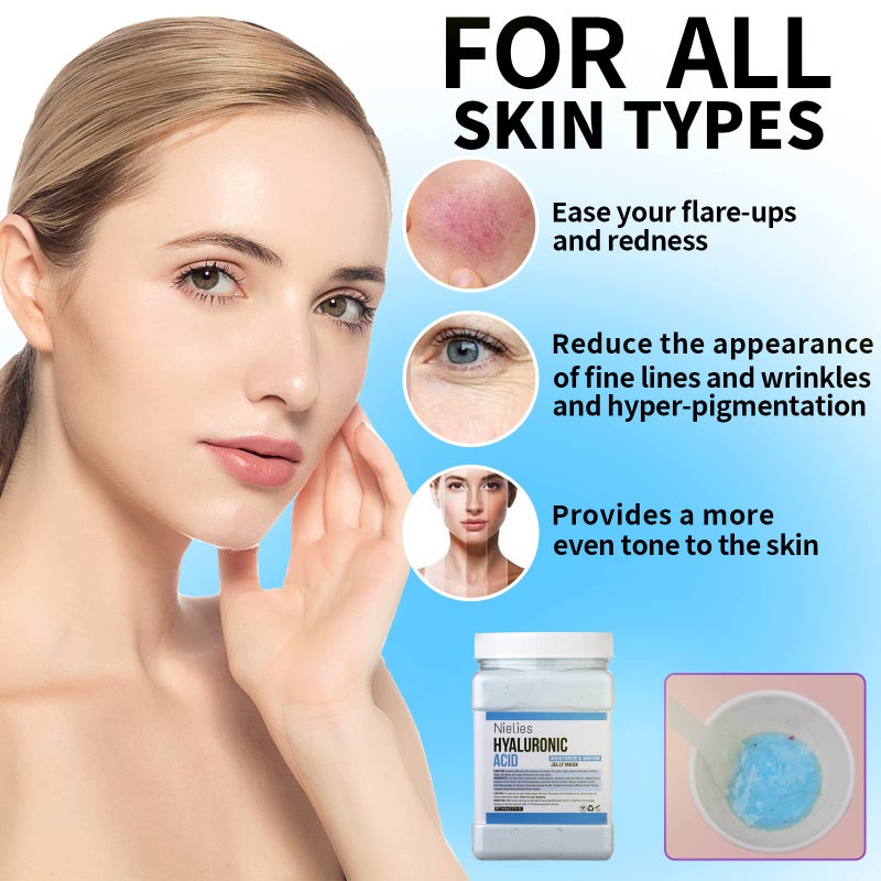 Nielies Jelly Face Mask for Facials - Hyaluronic Acid Hydrating Nourishing Jelly Mask | Vajacial Jelly Mask Powder | 23 Oz Jar - Image 4