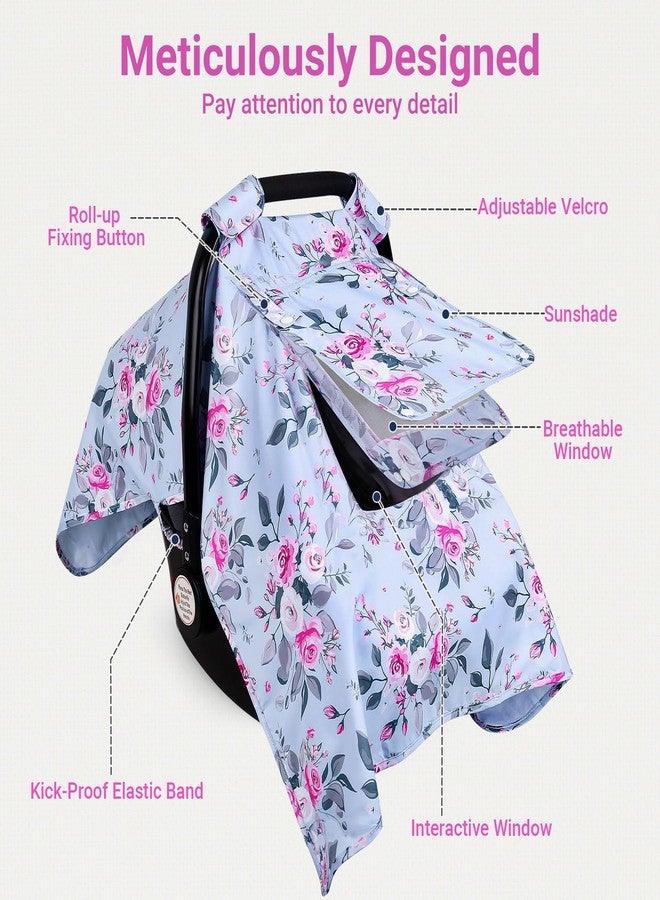 Bnditeu Baby Car Seat Covers, Car Seat Covers for Babies, Kick-Proof Car Seat Covers for Infant Car Seat with 3 Layers Breathable Mesh Peep Windows, Windproof Car Seat Canopy Newborn Gift for 4 Seasons - Image 3