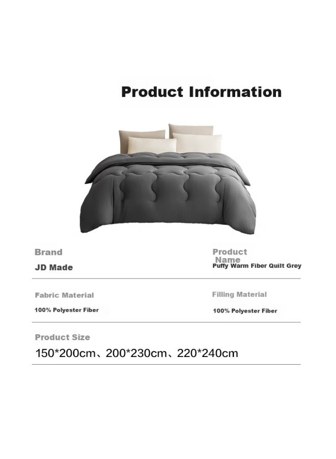 Puffy Warm Fiber Comforter, 100% Virgin Fiber Quilt, Winter Class A Warm Duvet Insert, 1.5x2m - Image 5