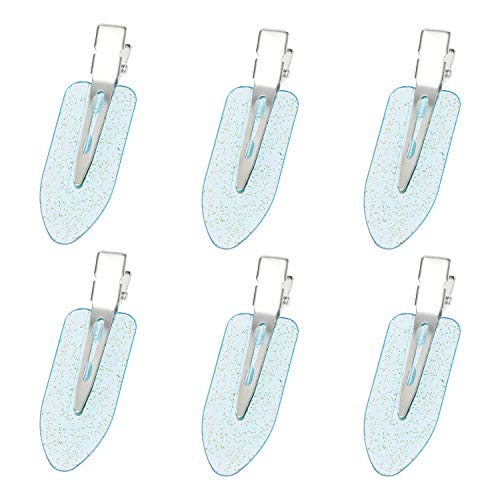 Mini Skater 6Pcs No Bend Hair Clip Makeup Pin Curl Clips No Crease Hair Clip for Hairstyle Bangs Waves Styling Hair Salon (Glitter Blue) - Image 4