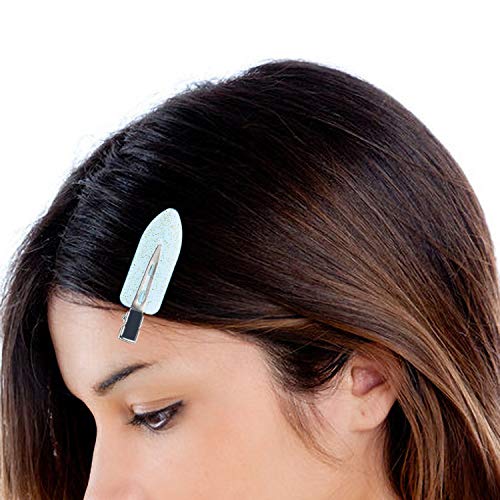 Mini Skater 6Pcs No Bend Hair Clip Makeup Pin Curl Clips No Crease Hair Clip for Hairstyle Bangs Waves Styling Hair Salon (Glitter Blue) - Image 3