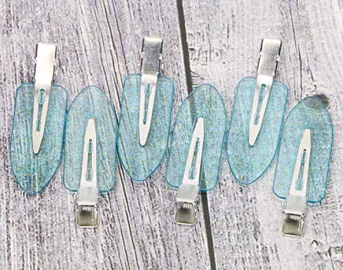 Mini Skater 6Pcs No Bend Hair Clip Makeup Pin Curl Clips No Crease Hair Clip for Hairstyle Bangs Waves Styling Hair Salon (Glitter Blue) - Image 2