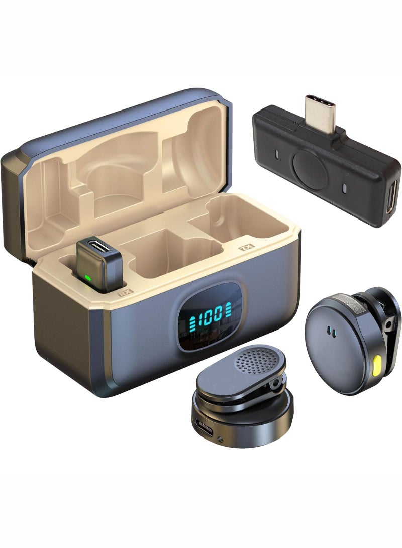 Wireless Microphone (2 TX + 1 RX + Charging Case), Wireless Lapel Mic with 48KHz/16Bit, Noise Cancellation, 200ft Range, 40H Battery for TikTok, YouTube, Vlogging, Video Recording, Streaming - Image 1