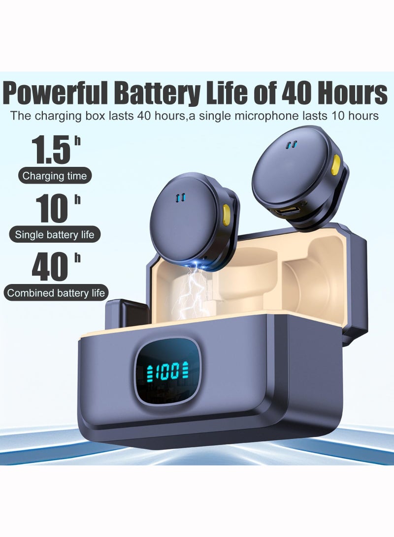 Wireless Microphone (2 TX + 1 RX + Charging Case), Wireless Lapel Mic with 48KHz/16Bit, Noise Cancellation, 200ft Range, 40H Battery for TikTok, YouTube, Vlogging, Video Recording, Streaming - Image 4