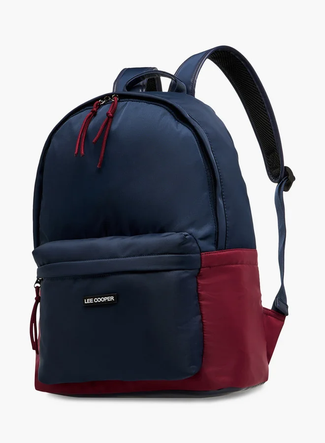 لي كوبر Colourblock Backpack with Adjustable Shoulder Straps and Zip Closure - 15x30x40 cm