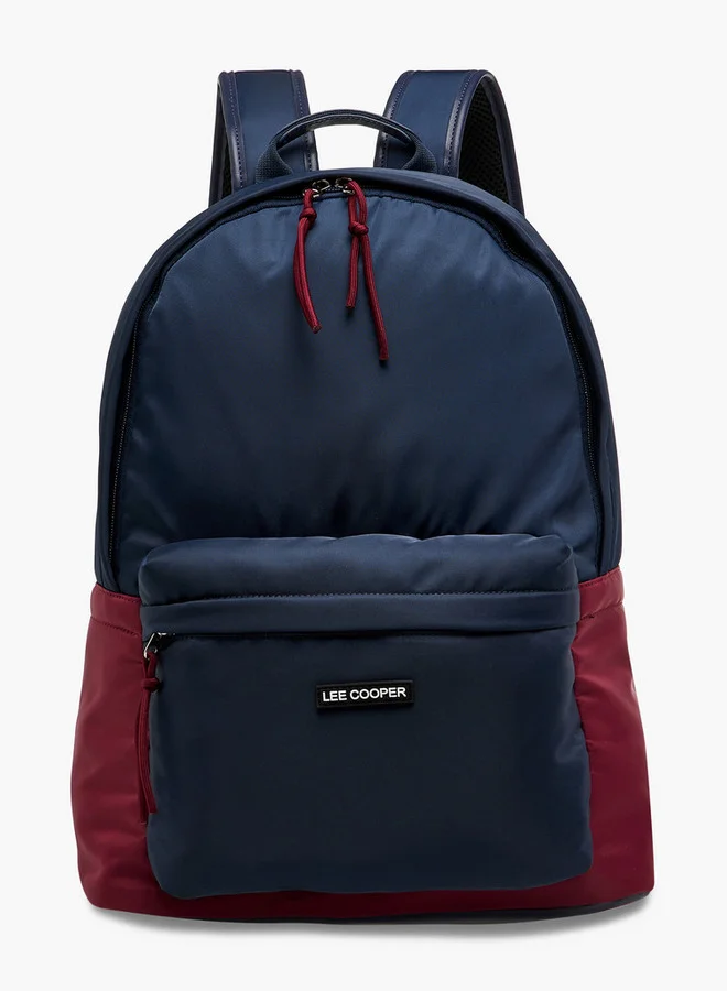 لي كوبر Colourblock Backpack with Adjustable Shoulder Straps and Zip Closure - 15x30x40 cm