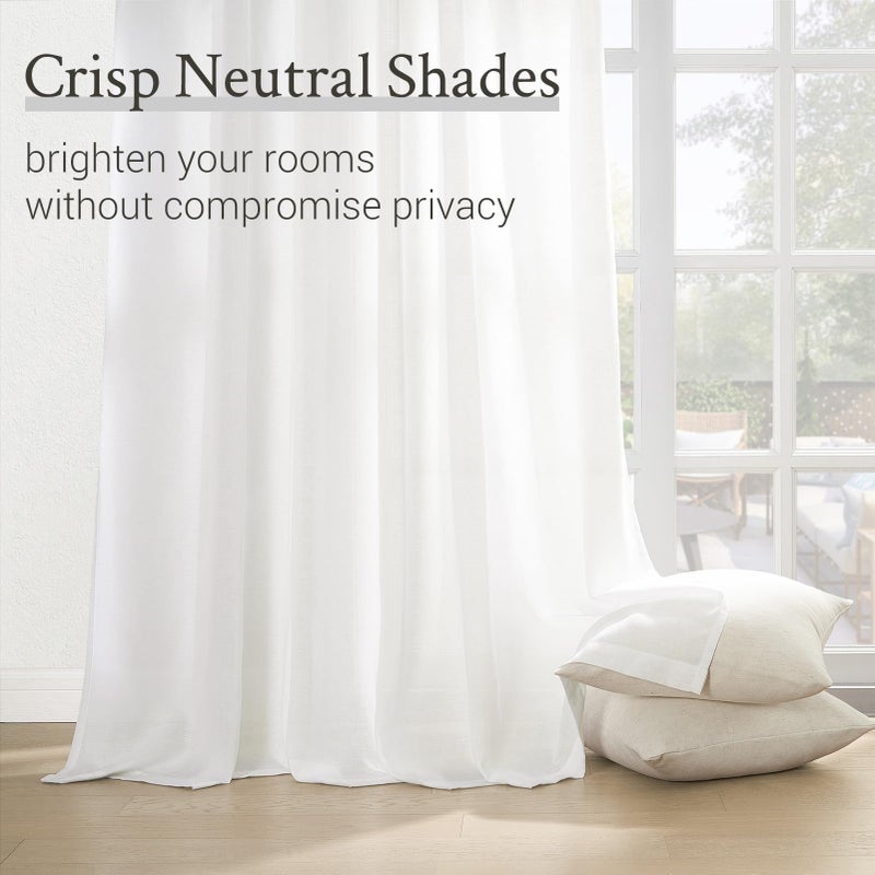 Topfinel Home White Pinch Pleated Semi Sheer Curtains Textured Linen Blended Light Filtering Window Curtains 108 inch for Living Room Pinch Pleat Drapes with Hooks 2 Panels 40"" Wx108 L - Image 3
