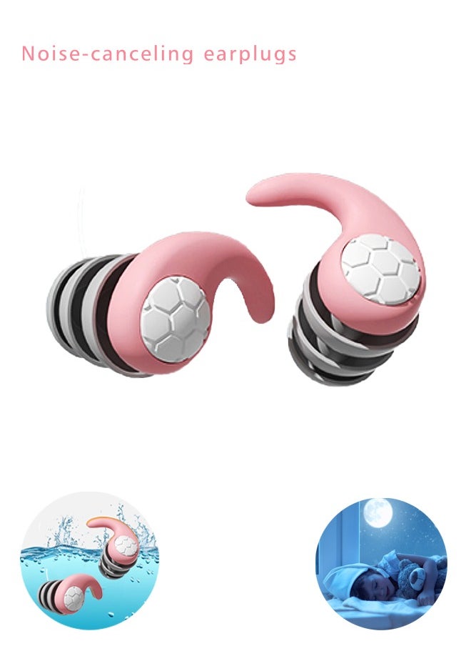 Lemon Swimming Earplugs, Soundproof Sleep Earplugs, Noise Canceling Ear Plugs, Waterproof Reusable, Portable (Pink)  - Image 1