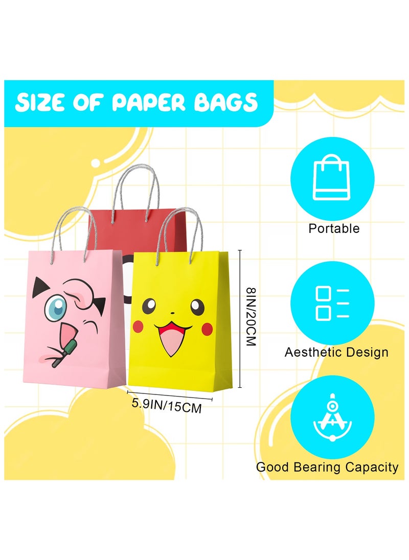FRUITFUL PARTY Pikachu Party Bags, 24pcs Pokemon Gift Bags for Birthday Party Pikachu Goodie Bags Candy Bags for Pikachu Party Favors  - Image 3