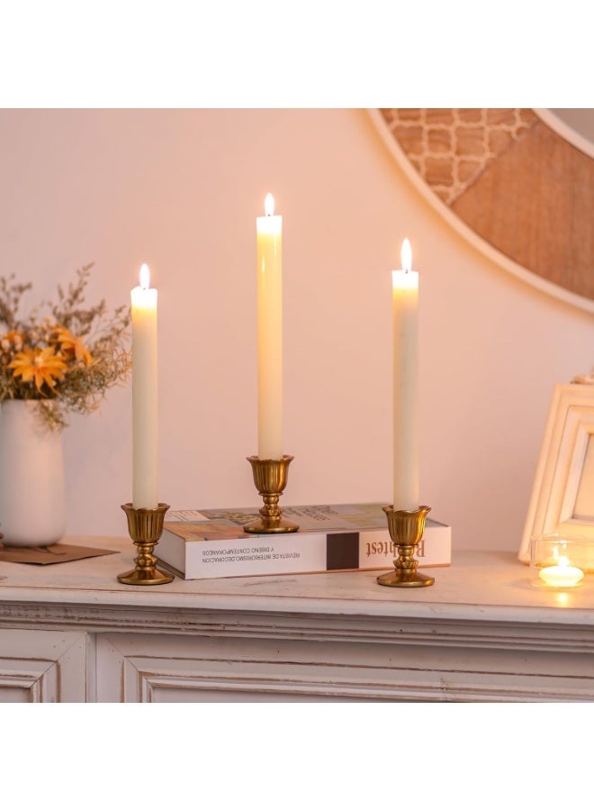 Relex Set of 6 Vintage Candlestick Candle Holders Brass, Taper Gold Candle Stick, Table Centerpiece Wedding Reception Festive Christmas Mantel Decoration or Home Decor - Image 3