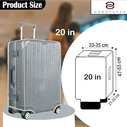 Handcuffs PVC Transparent Luggage Trolley Waterproof Cover | Dust Proof Suitcase & Trolley Bag Cover - 20 Inches - Image 3