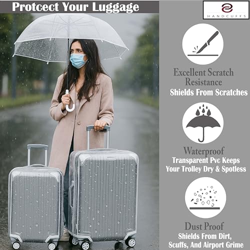 Handcuffs PVC Transparent Luggage Trolley Waterproof Cover | Dust Proof Suitcase & Trolley Bag Cover - 20 Inches - Image 4