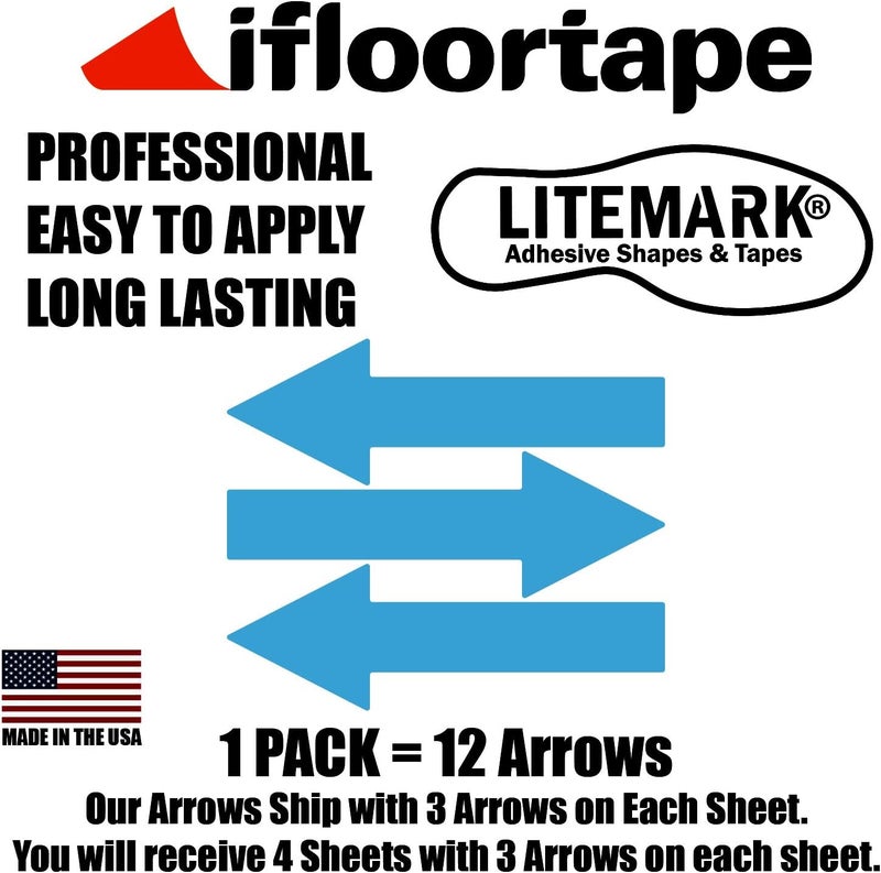 LiteMark 7 Year Indoor/Outdoor Ice Blue Narrow 10 Inch Arrow Decal Vinyl Stickers | Floors, Signs, and Smooth Surfaces | (Pack of 12 Arrows) - Image 3