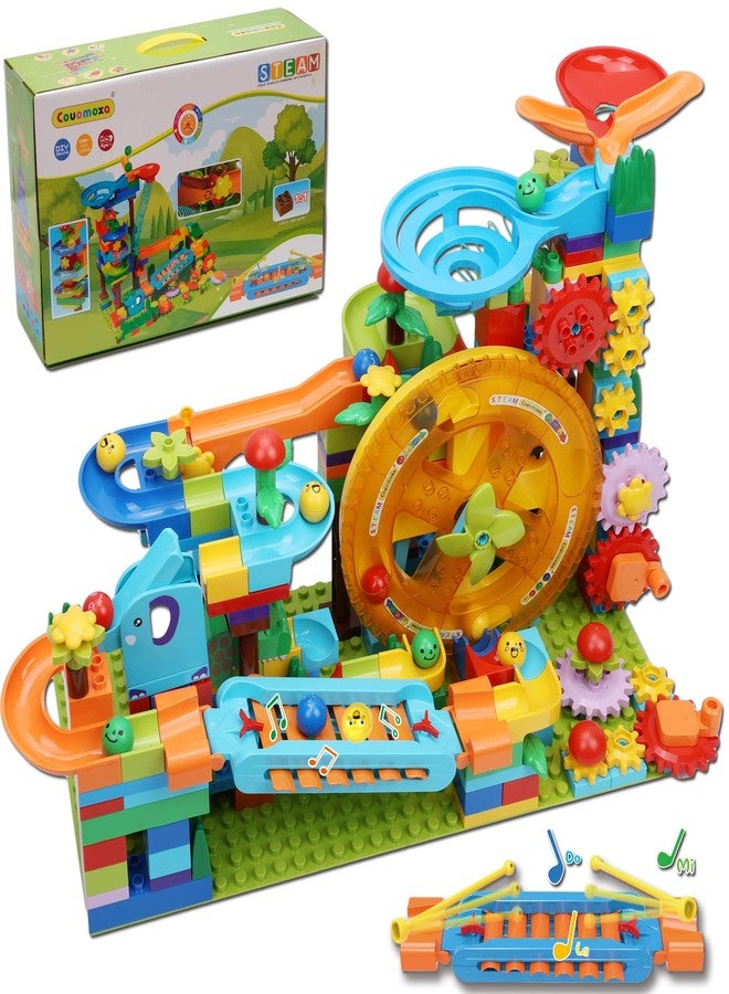COUOMOXA Marble Run Building Blocks for Kid: 3 4 5 6 8 Year Old Montessori Education Preschool STEM Toy - Age 4-8 Kids Creative Puzzle Marbles Track - Christmas Birthday Gifts for Boys Girls - Image 1