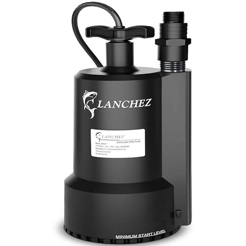 Lanchez Sump Pump, 1/2 HP 2450GPH Submersible Utility Water Pump, Thermoplastic Portable Electric Water Removal Transfer Pump with 10FT Cord for Swimming Pool Basement Garden Pond Tubs Draining - Image 1