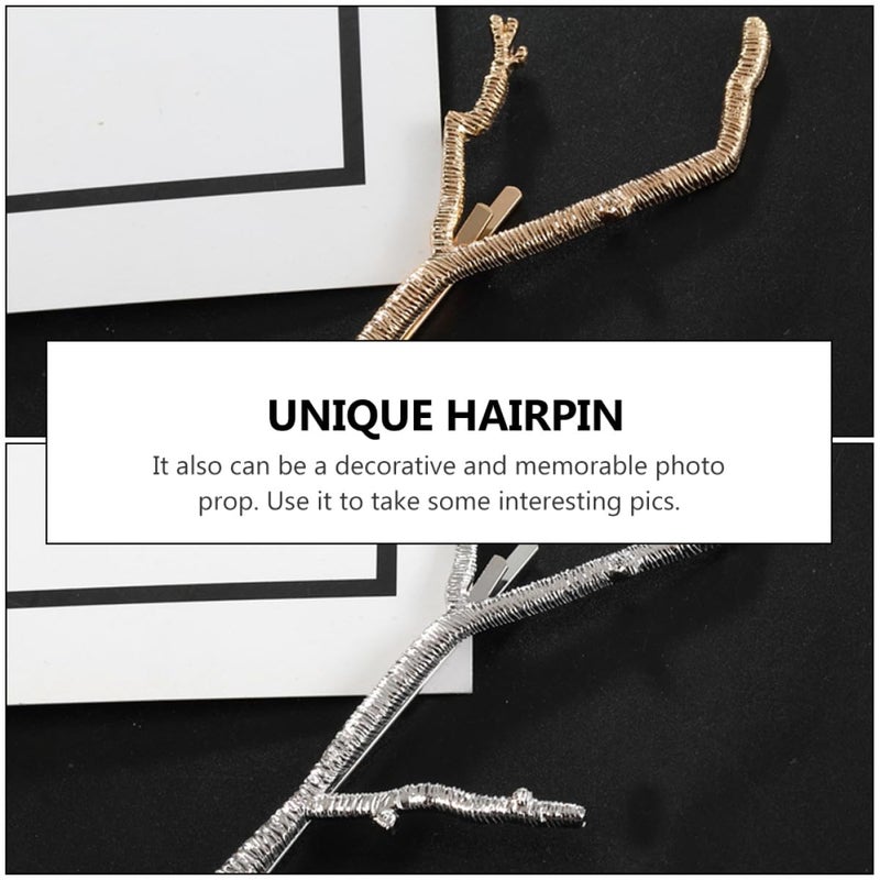 Vintage Gold and Silver Alloy Branch Hair Clips Set for Women Retro Everyday Styling - Image 5