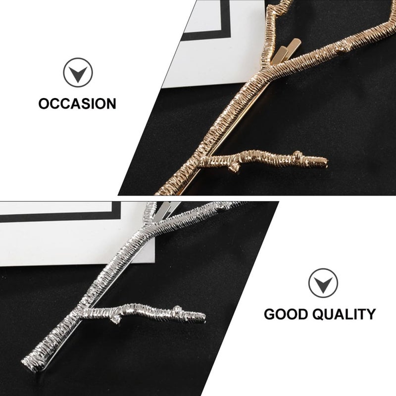 Vintage Gold and Silver Alloy Branch Hair Clips Set for Women Retro Everyday Styling - Image 4