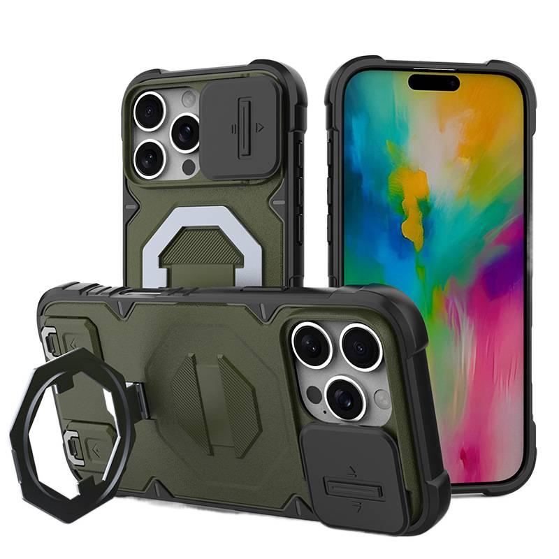 MagSafe iPhone 17 Drop Protection TPU + PC Case for 17 Air 17 Pro 17 Pro Max and Lanyard in Green with Easy Storage - Image 1