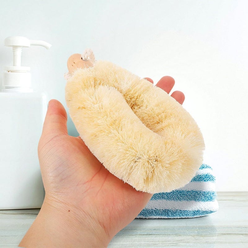 مجموعة فرشاة الجسم التقشيرية الطبيعية من السيزال، قطعتان، حجم صغير، فرشاة للبشرة الجافة للاستحمام - Image 5