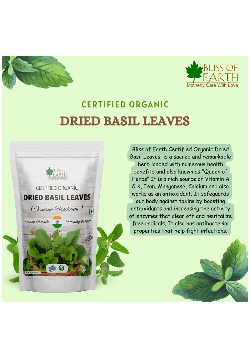BLISS OF EARTH Organic Dried Basil Leaves Tulsi leafs Aromatic Culinary Delights Great for Tea, Soup, Salad Health & Immunity 50g - Image 5