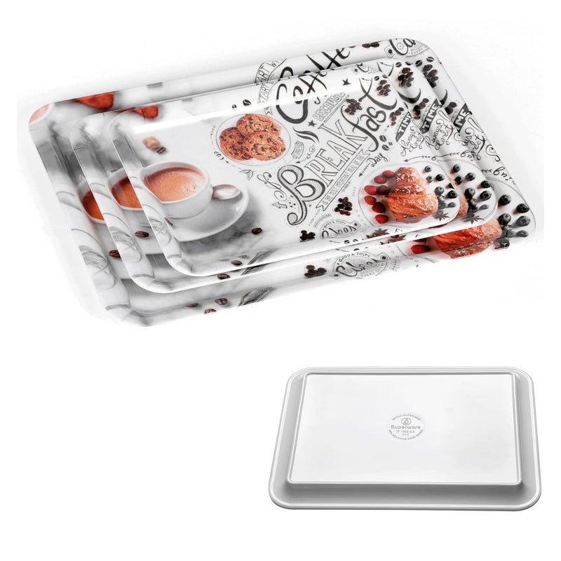 SUPERWARE | Food Grade Melamine | Serving Tray Set - Cafe (3 nos.) | Serveware, Tableware, Stain Free, Glazed Finish - Image 2