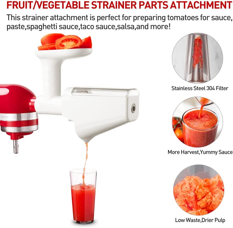 KITCHTREE Fruit & Vegetable Strainer Attachment Set for KitchenAid - Includes Food Grinder Attachment and Sausage Stuffer Tubes, Compatible with KitchenAid Stand Mixers - Image 2