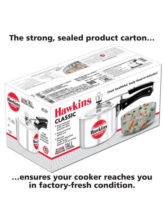 هوكينز قدر ضغط "هاوكينز" الكلاسيكي من الألومنيوم، سعة 2 لتر، بتصميم عمودي، مزود بغطاء داخلي ومناسب لمواقد الحث الحراري، لون فضي (ICL2T) - Image 2