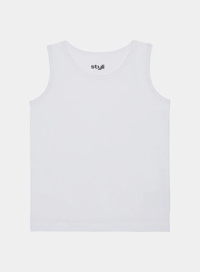 Styli Boys Pack of 5 - Solid Cotton Blend Vests