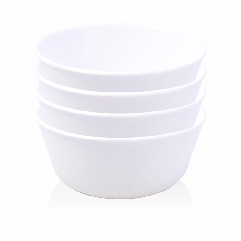 Wonder Plastic Sigma 500 Unbreakable BPA Free Plastic Bowl Set for Cereal, Salad, Rice, Soup, Pasta, Snack Bowl, Microwave Safe, Dishwasher Safe, 4 Pcs, 450 ml, White Color - Image 1