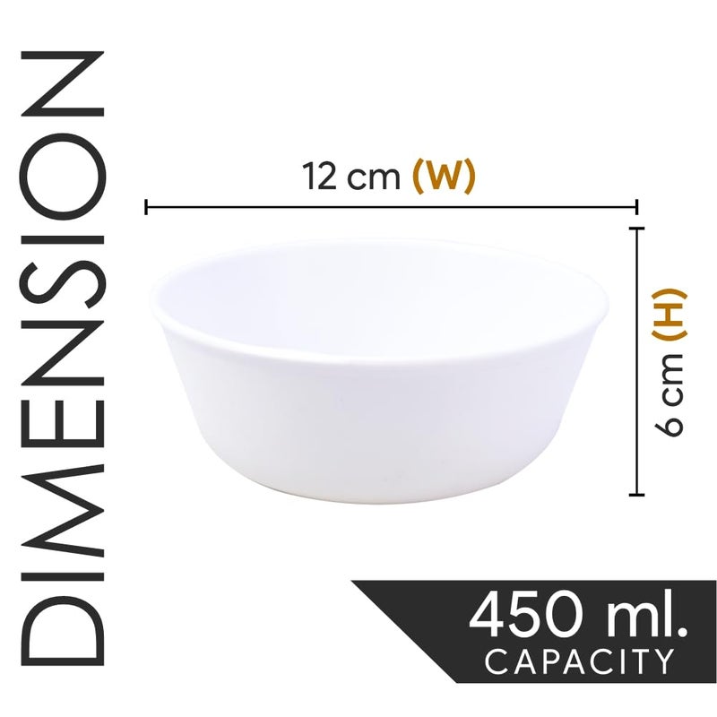 Wonder Plastic Sigma 500 Unbreakable BPA Free Plastic Bowl Set for Cereal, Salad, Rice, Soup, Pasta, Snack Bowl, Microwave Safe, Dishwasher Safe, 4 Pcs, 450 ml, White Color - Image 2