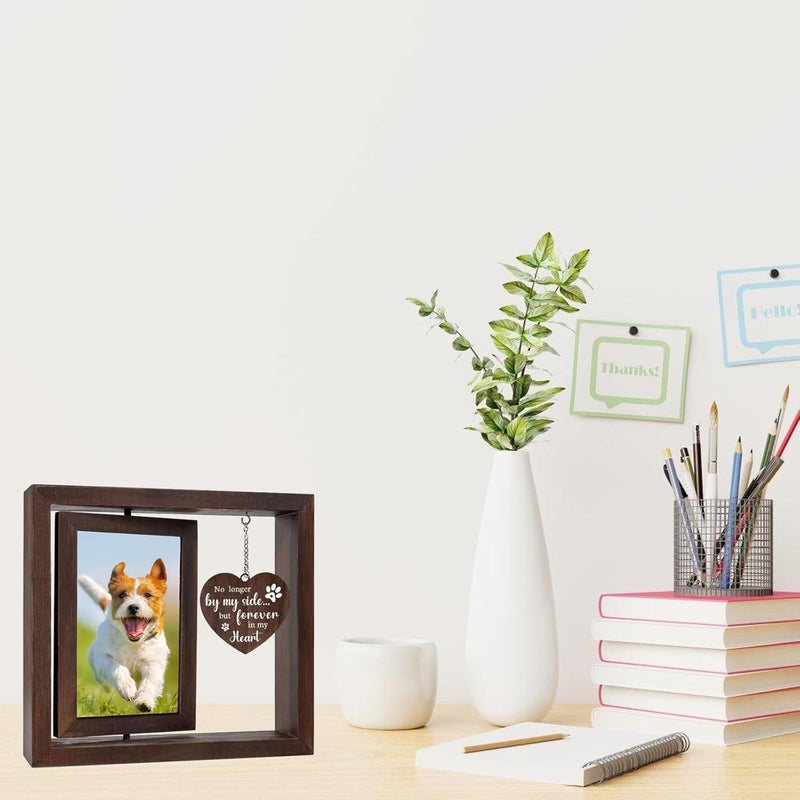 Sentimental Pet Remembrances Photo Frame Rotatable 4x6 ' ' Photo Holders with Carved Heart Pendants for Dog and Cats Loss Pet Memorial Frame - Image 4