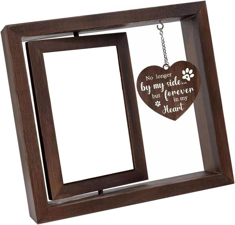 Sentimental Pet Remembrances Photo Frame Rotatable 4x6 ' ' Photo Holders with Carved Heart Pendants for Dog and Cats Loss Pet Memorial Frame - Image 3