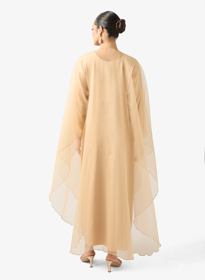 Khizana عباءة شفافة مع شيلة - Image 1