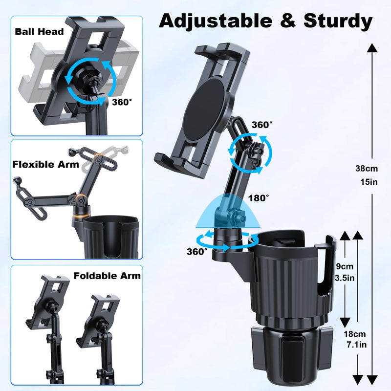 Peastrex Cup Holder Tablet Mount, Ipad Cup Holder Car Mount with Adjustable Arm for Tablet iPhone 3-11in iPad Pro Air Mini, Fire, iPhone 15, Galaxy S24 Z Fold 5 - Image 4