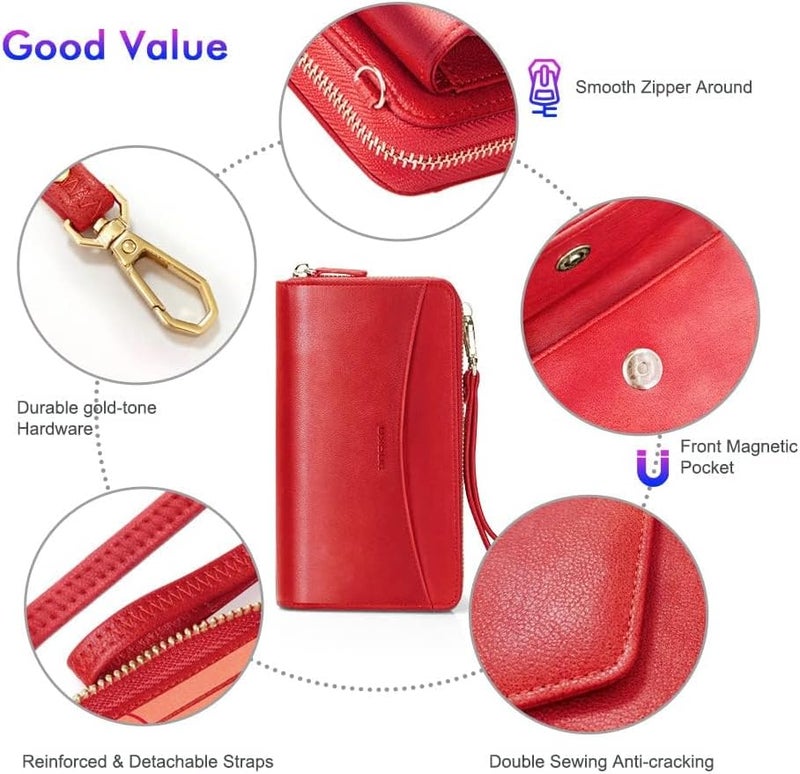 Nuoku Womens RFID Wallet Purse Wristlet Crossbody Clutch with Zip Around 2 Strap - Image 5